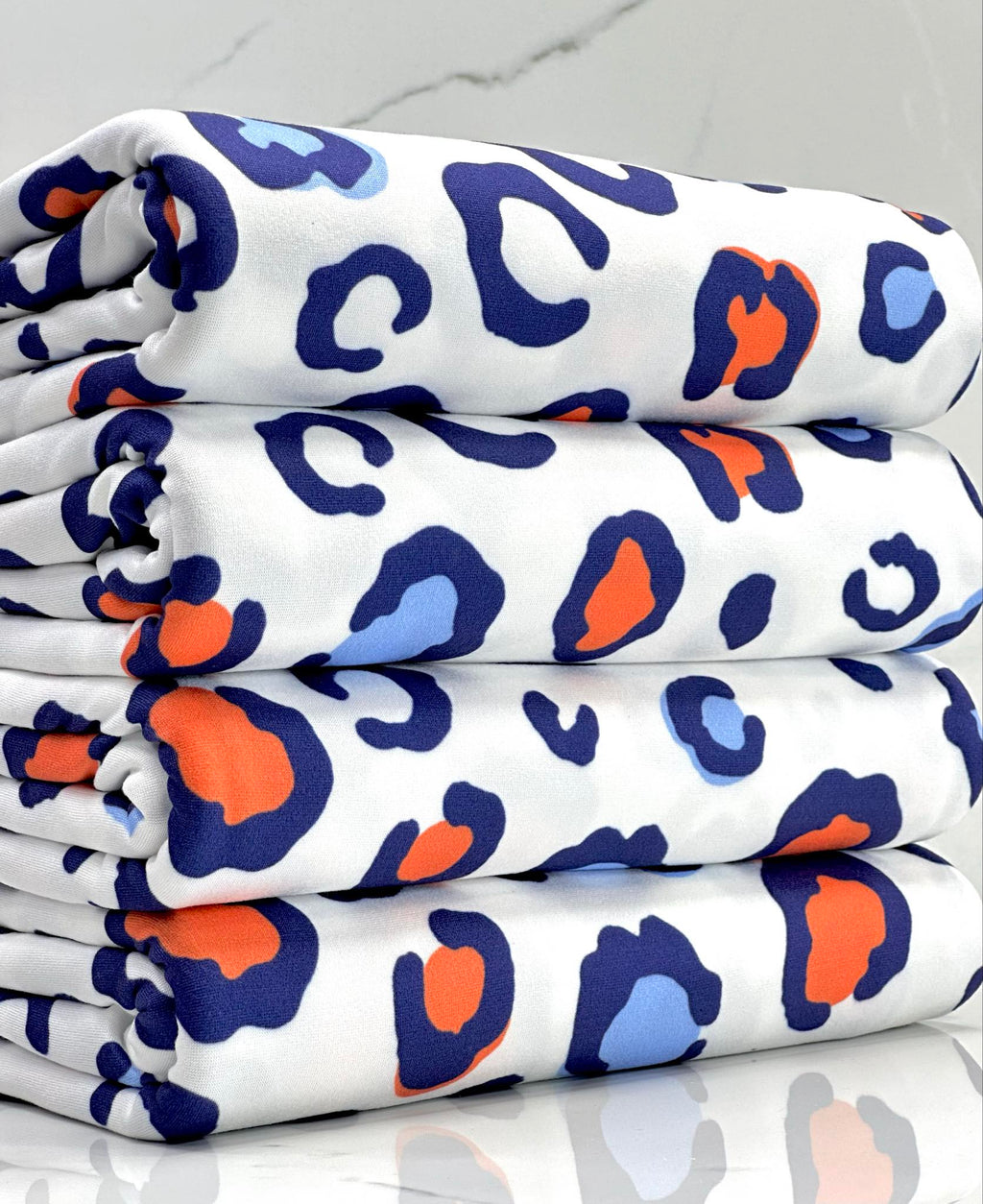 (DBP) SCARLET RED, BLUE AND WHITE CHEETAH ON OFF WHITE