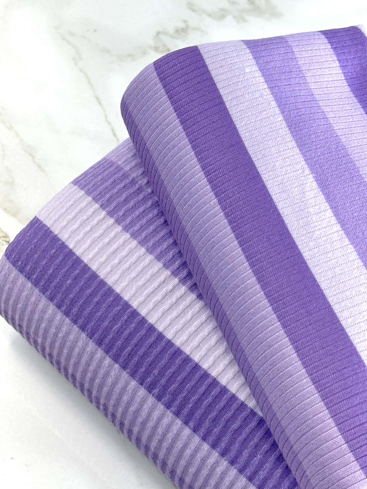 (4X2 YUMMY RIB) LAVENDER, PURPLE, AND LILAC STRIPES