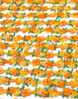 (TRIM) EMBROIDERED TANGERINE AND MUSTARD FLOWERS