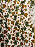 (MINKY) GREEN LEAVES & ACORNS WITH TAN PATTERN ON OFF WHITE