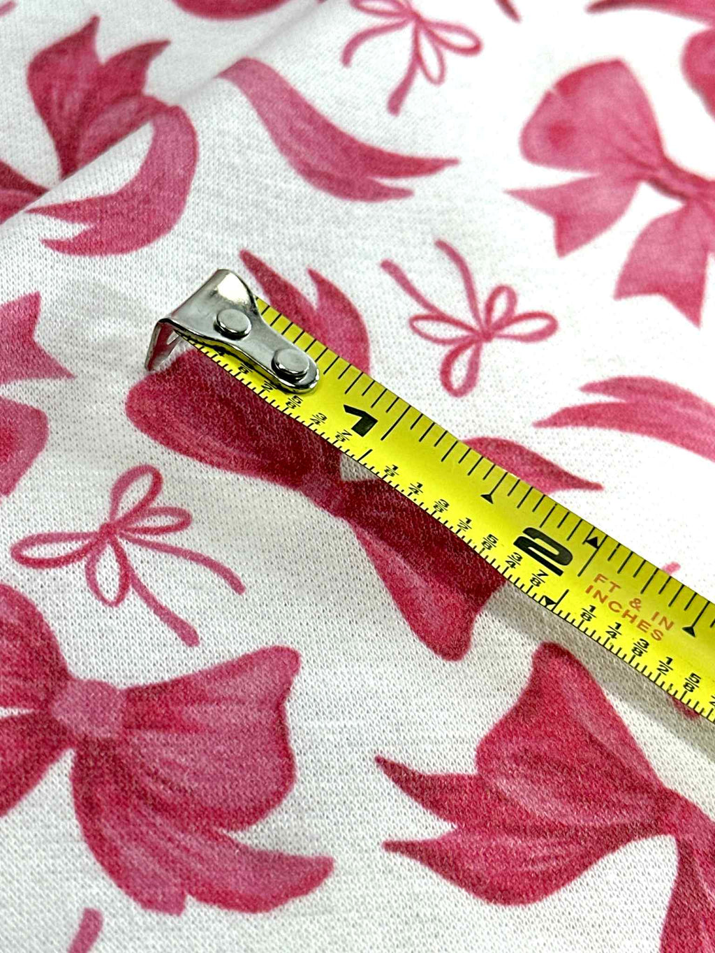 (FRENCH TERRY) PINK BOWS ON OFF WHITE