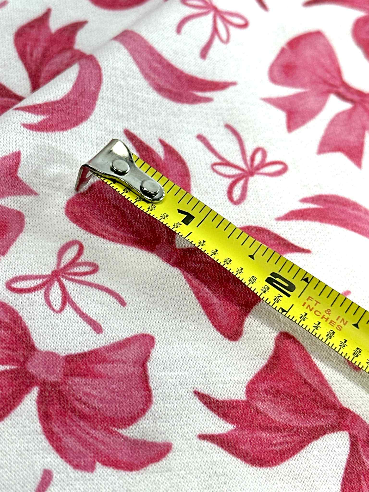 (FRENCH TERRY) PINK BOWS ON OFF WHITE