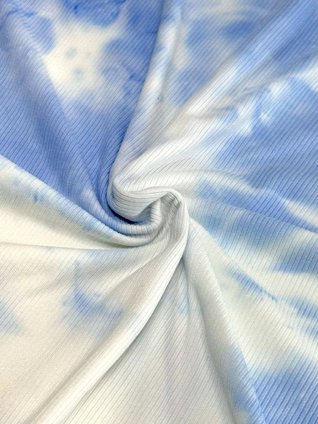 (2X2 RIB) BLUE AND OFF WHITE TIE DYE