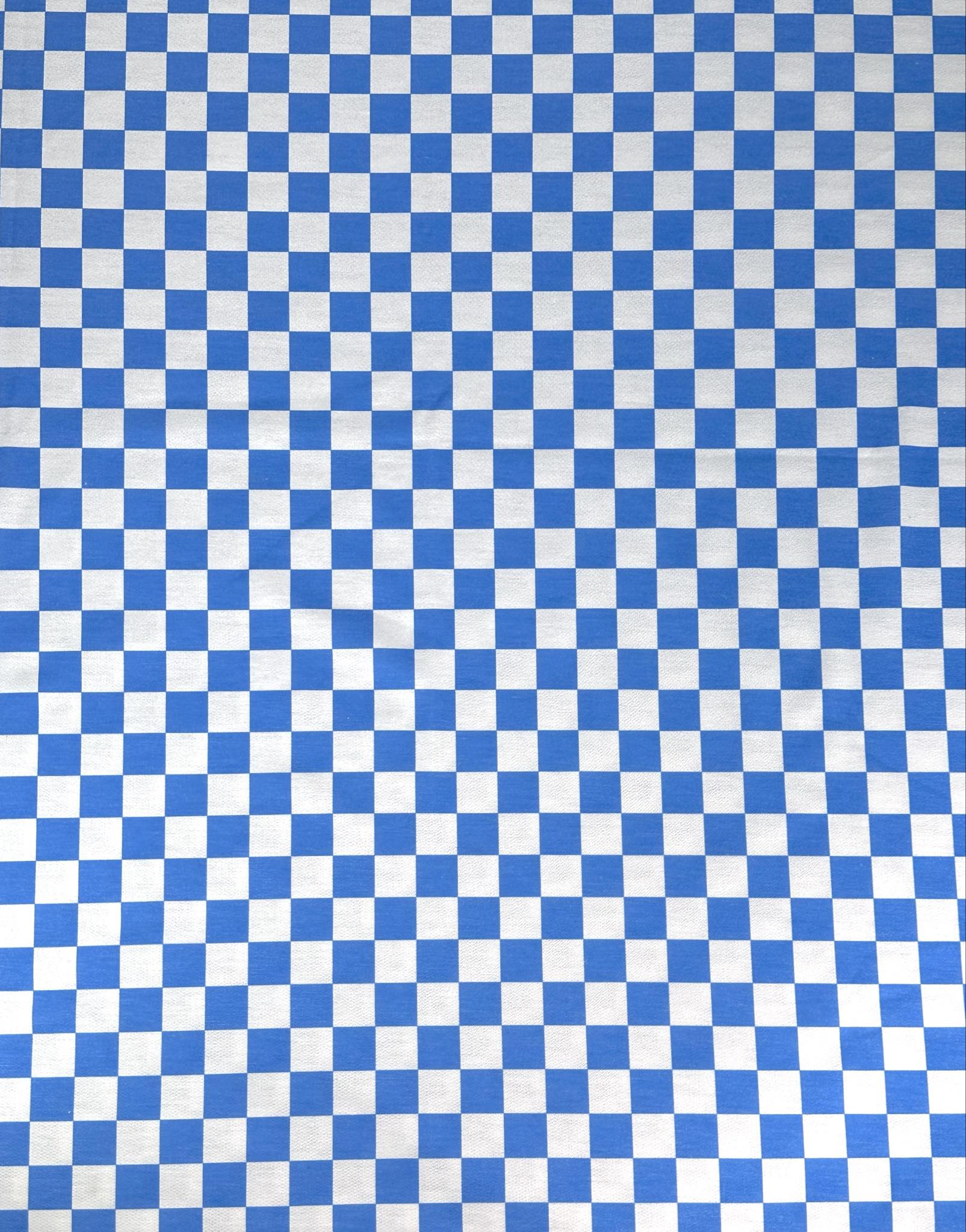 (FRENCH TERRY) NEON BLUE AND OFF WHITE CHECKERED