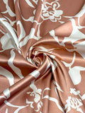 (SATIN) WHITE FLORAL ON MAUVE