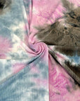 (4X2 YUMMY RIB) LAVENDER , BLUE, AND BLACK TIE DYE