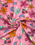 (4X2 YUMMY RIB) MUSHROOMS AND FLOWERS ON PINK