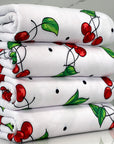 (DBP) CHERRIES AND BLACK DOTS ON OFF WHITE