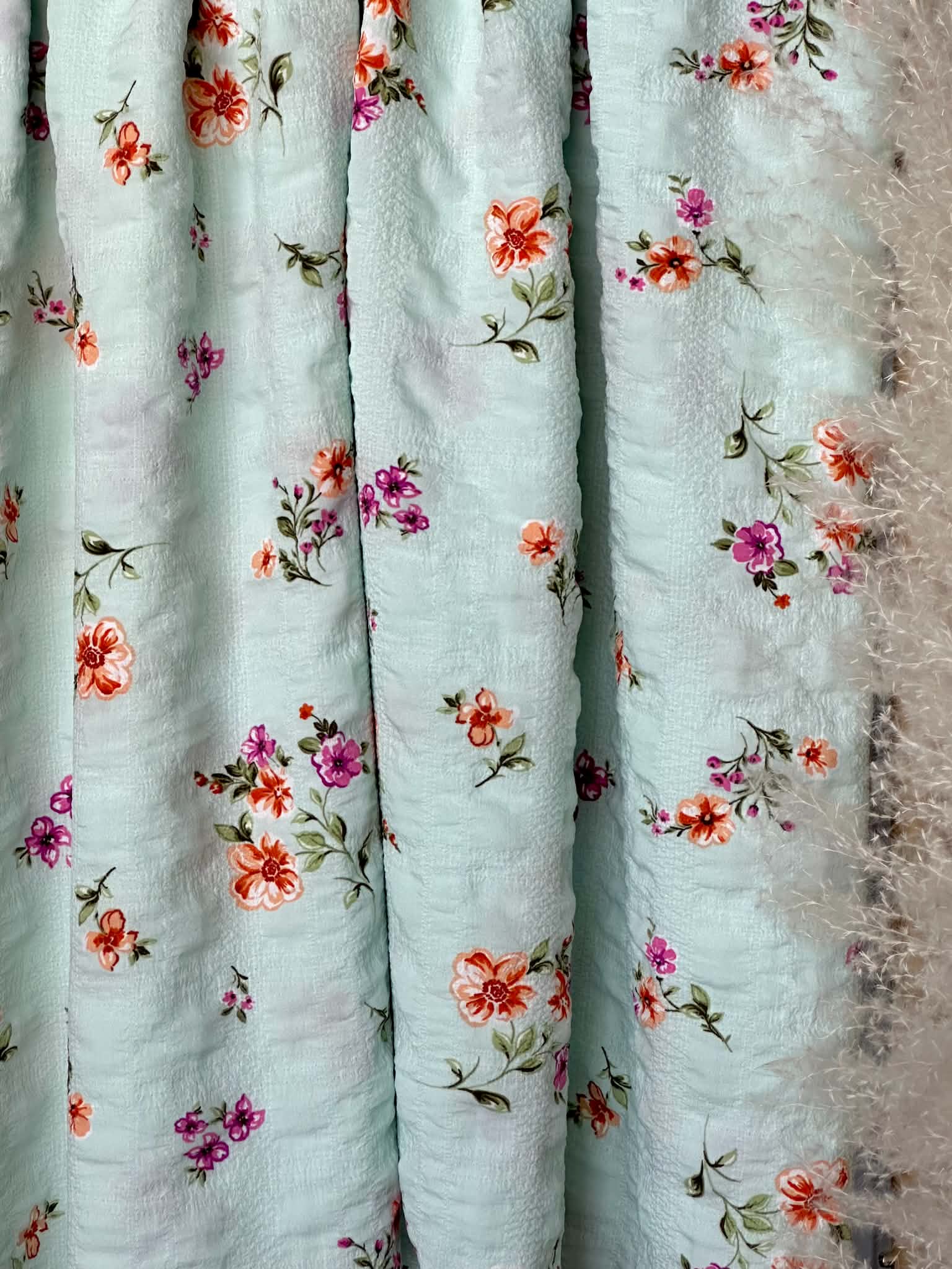 (DOUBLE GAUZE COTTON) FLORAL ON LIGHT MINT