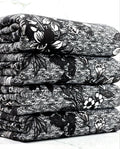 (FRENCH TERRY) BLACK AND WHITE FLORAL
