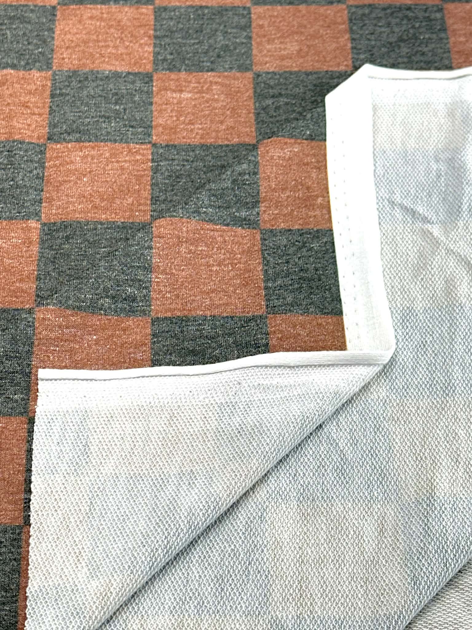 (FRENCH TERRY) MEDIUM BLACK AND BROWN CHECKERED
