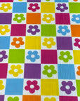 (4X2 YUMMY RIB) MEDIUM BRIGHT COLORFUL FLOWERS AND CHECKERED PATTERN