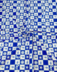 (YUMMY RIB) ROYAL BLUE GAMER AND HAPPY FACES CHECKERED PRINT