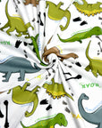 (DBP) GREEN, BROWN, AND ALOE DINOSAURS ON OFF WHITE