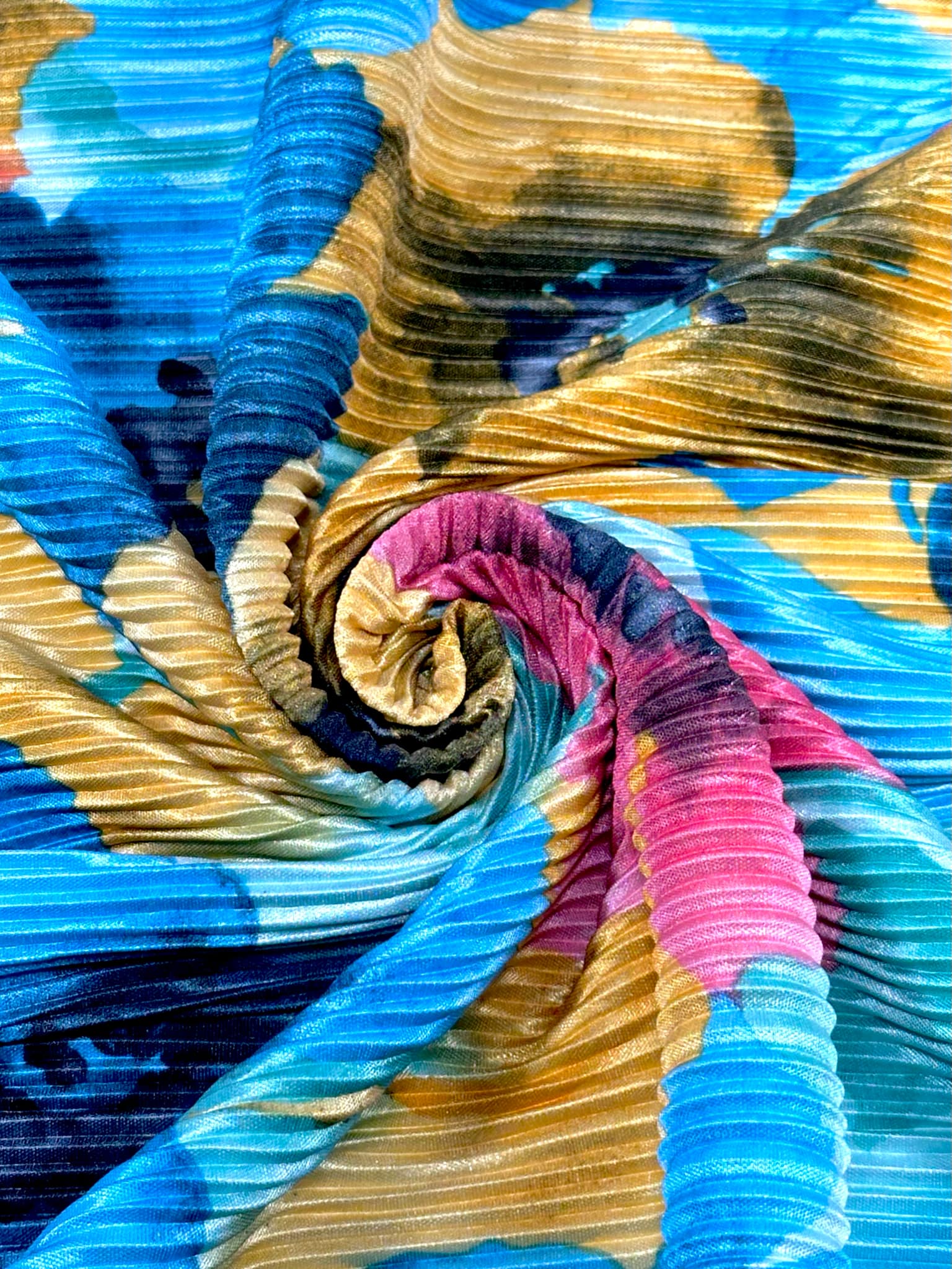 (PLEATED) YELLOW, BLUE, AND PINK FLORAL