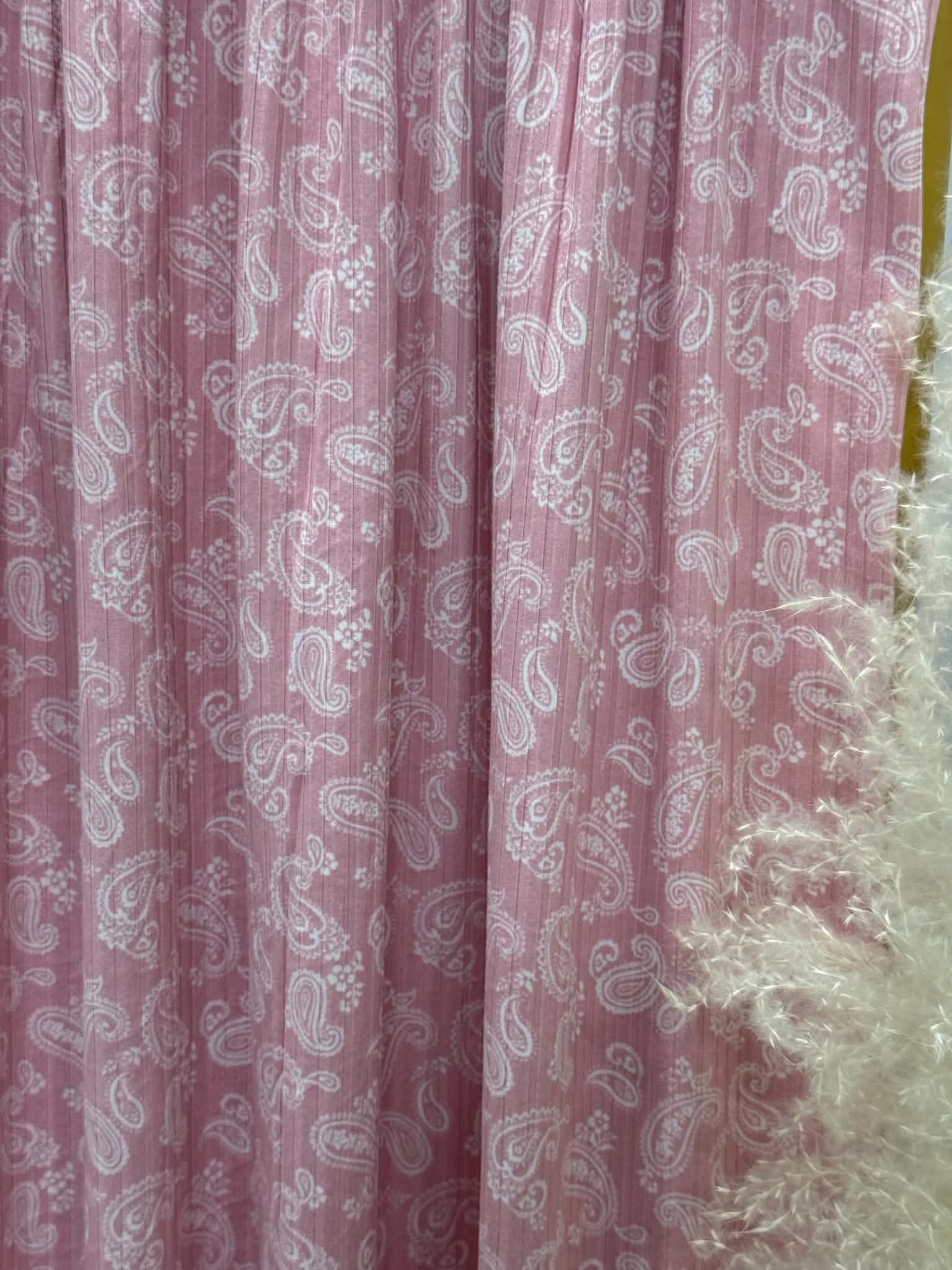 (WIDE RIB) PINK PAISLEY PRINT
