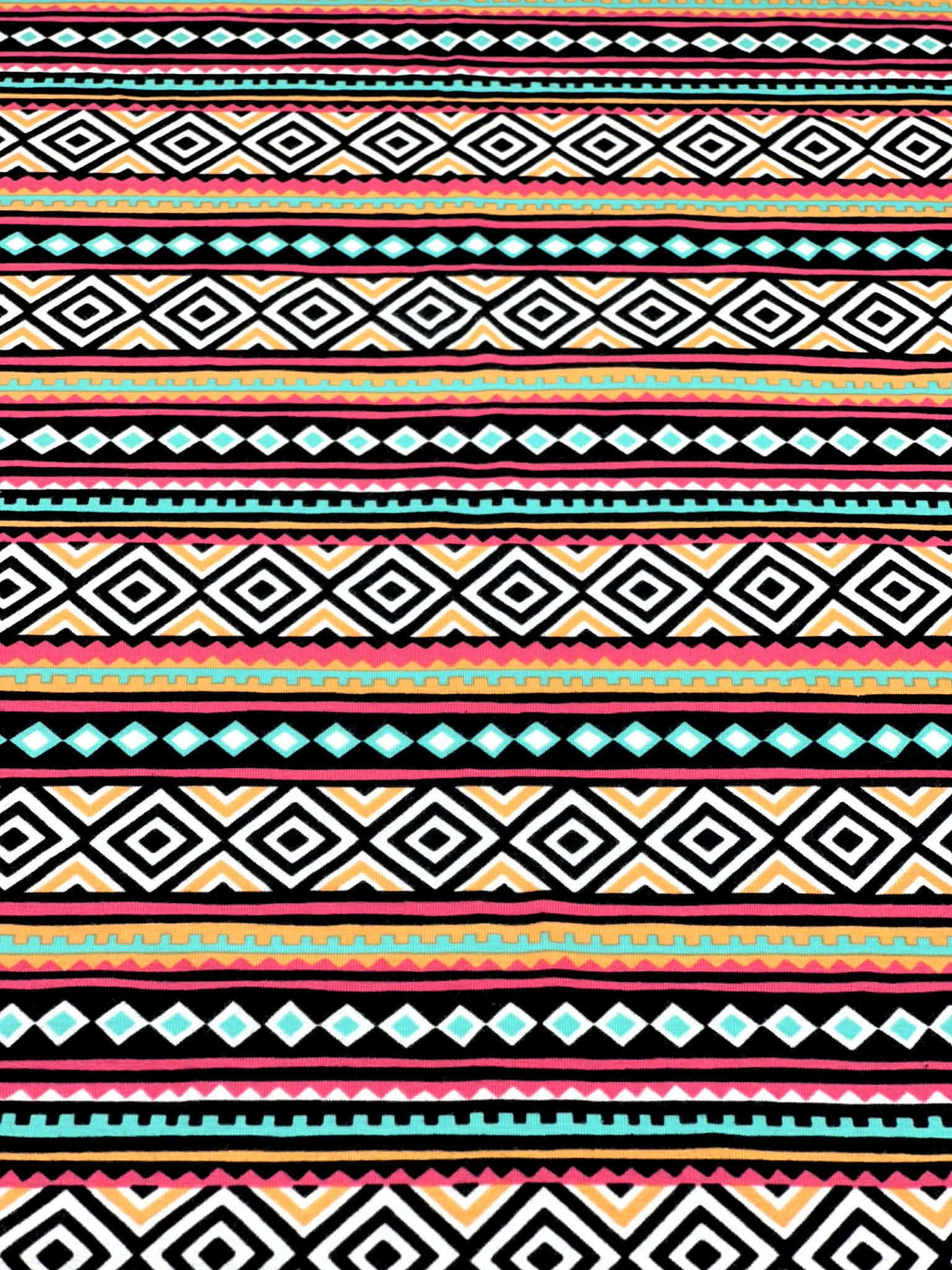 (KNIT) ORANGE, PINK, AQUA, AND BLACK DIAMOND PATTERN