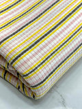 (RIB) YELLOW, PINK, AND GRAY STRIPES ON OFF WHITE