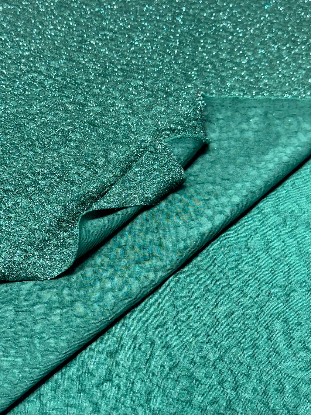 (KNIT) 3D EMERALD AND GLITTER LEOPARD