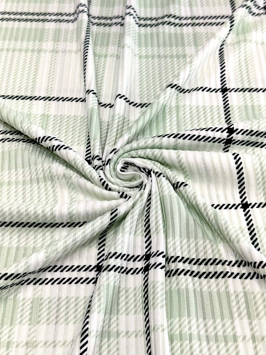 (4X2 YUMMY RIB) LIGHT SAGE AND BLACK PLAID