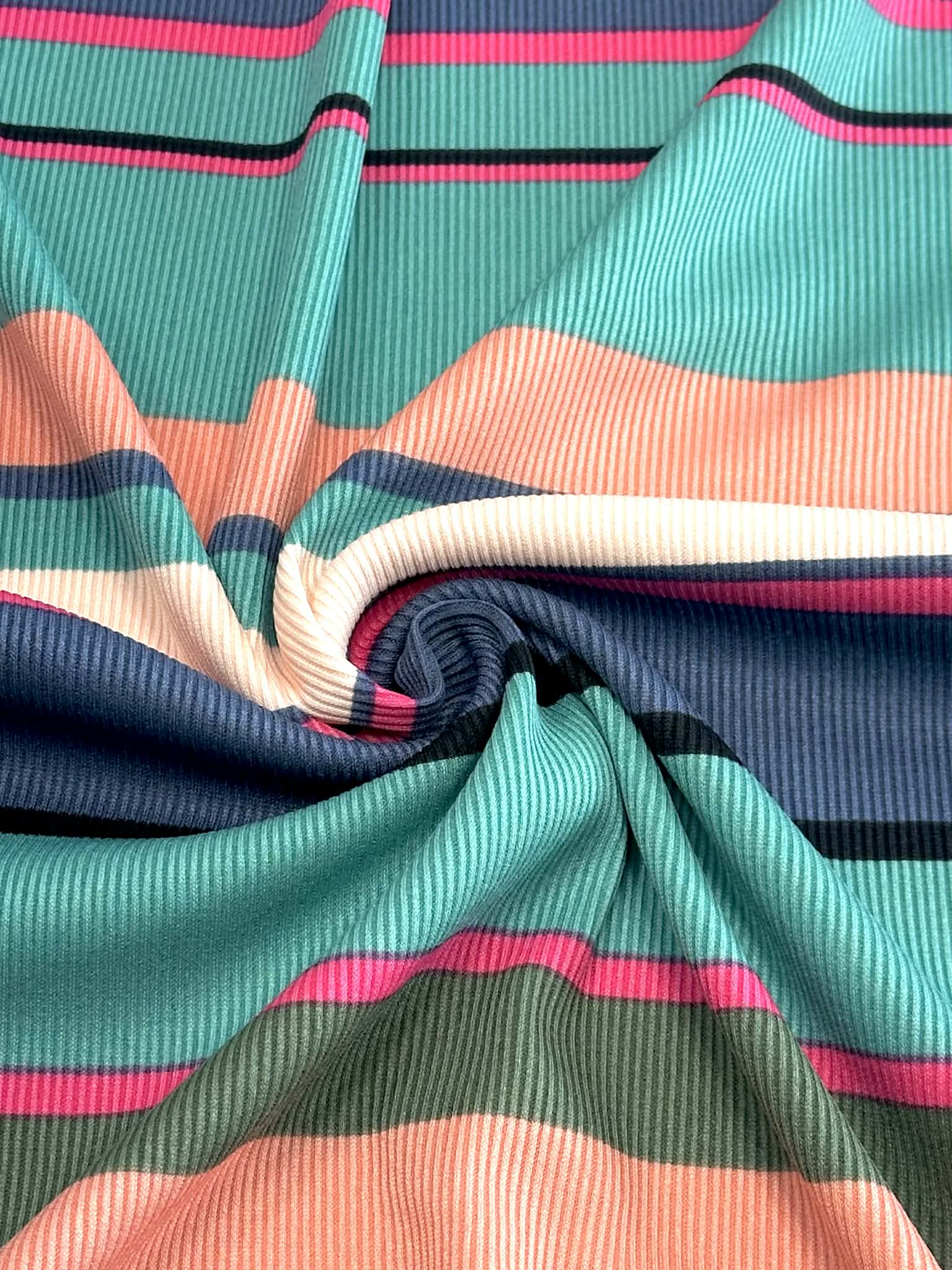 (BABY RIB) TURQUOISE, PEACH, NAVY, PINK, BLACK AND OLIVE STRIPES (2)