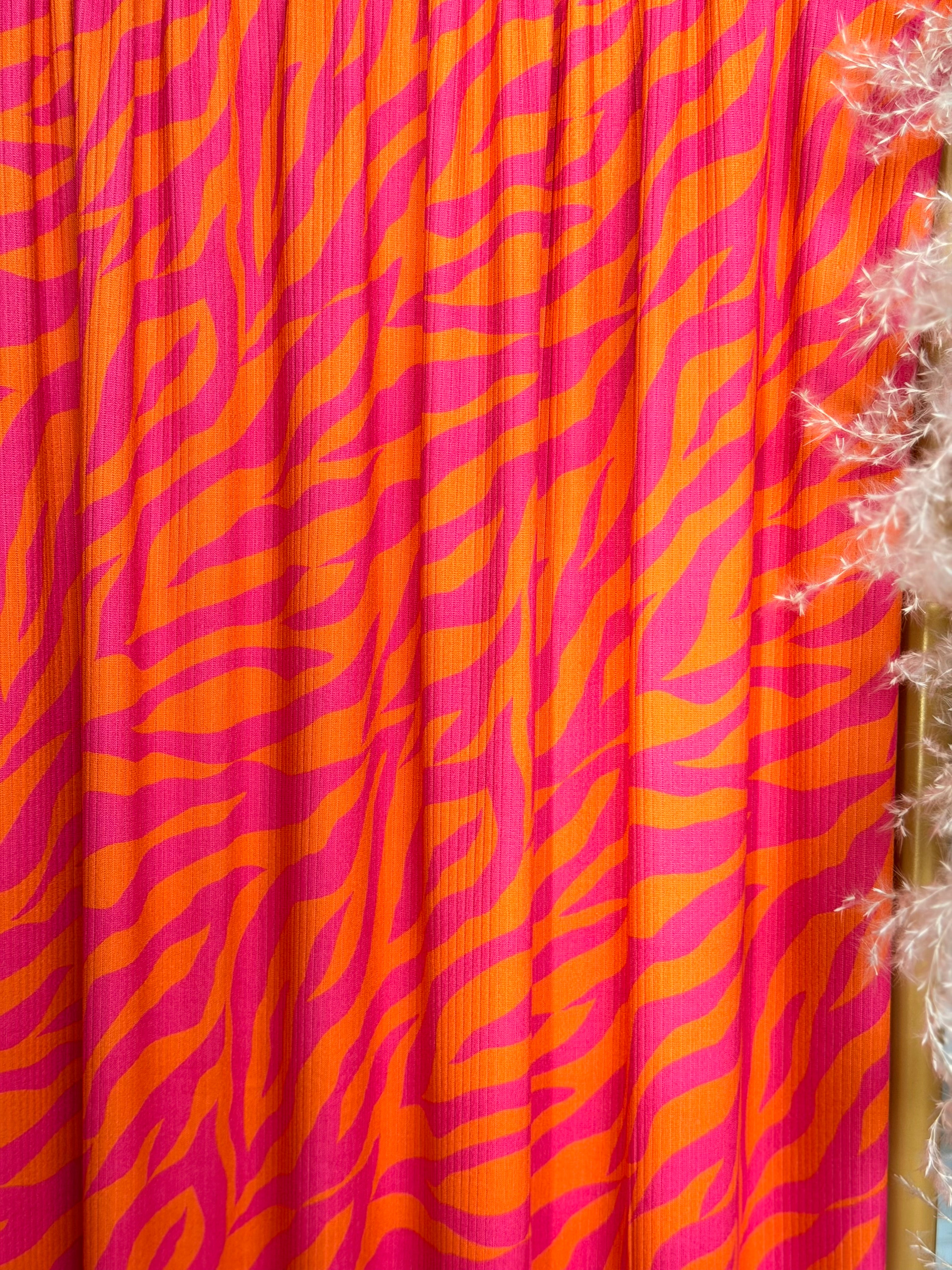 (4X2 YUMMY RIB) ORANGE AND PINK ZEBRA