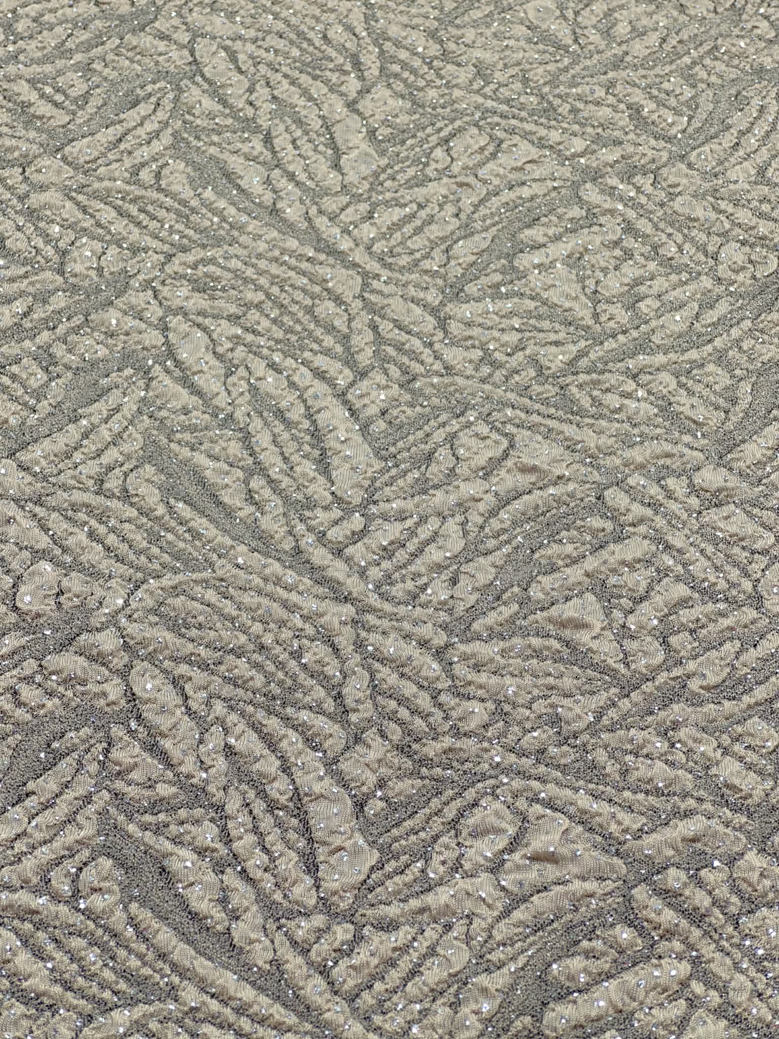 (KNIT) 3D GOLD FLORAL AND GLITTER PATTERN