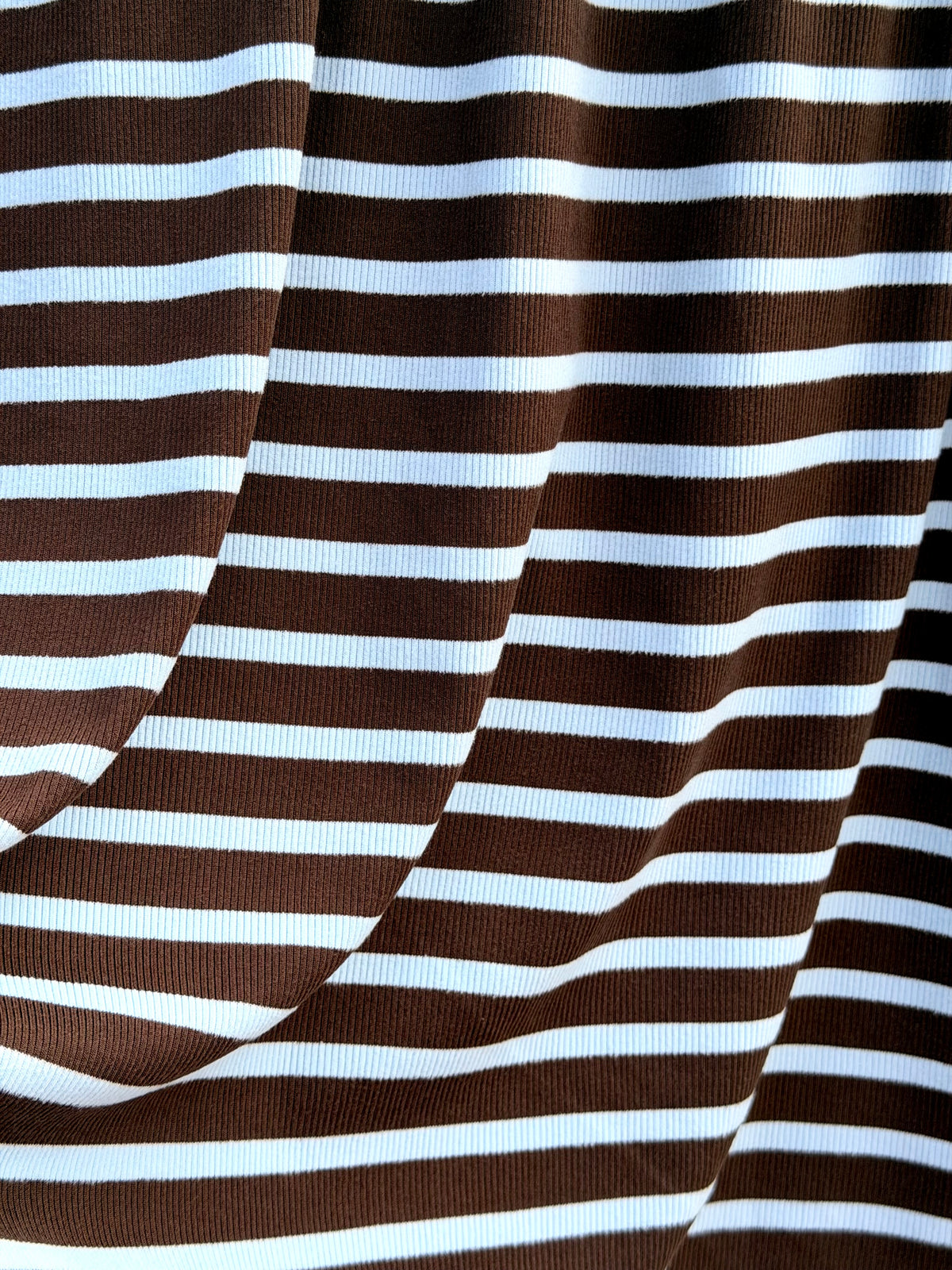 (2x2 COTTON FEEL RIB) BLUE AND CHOCO STRIPES