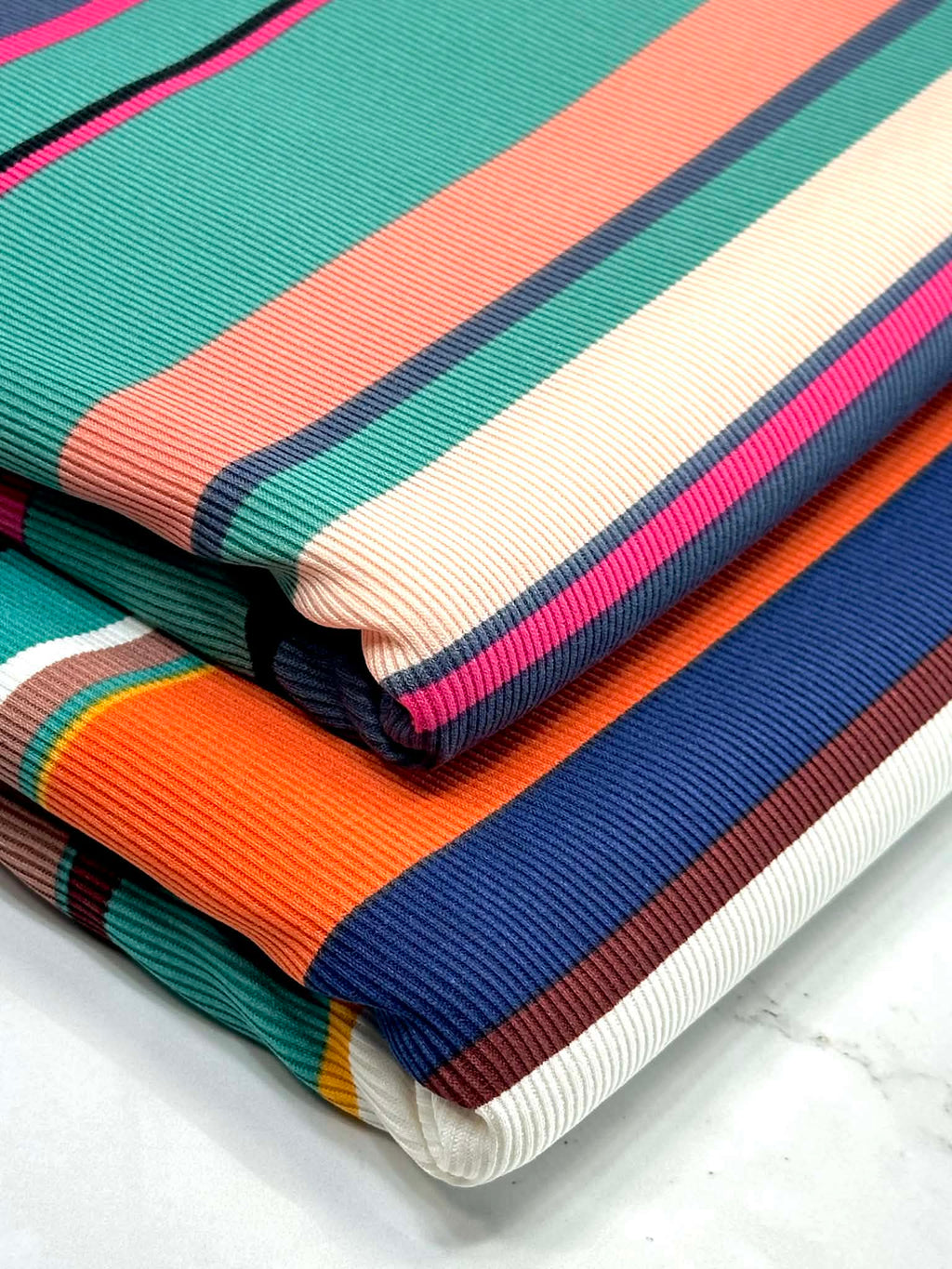(BABY RIB) TURQUOISE, PEACH, NAVY, PINK, BLACK AND OLIVE STRIPES (2)