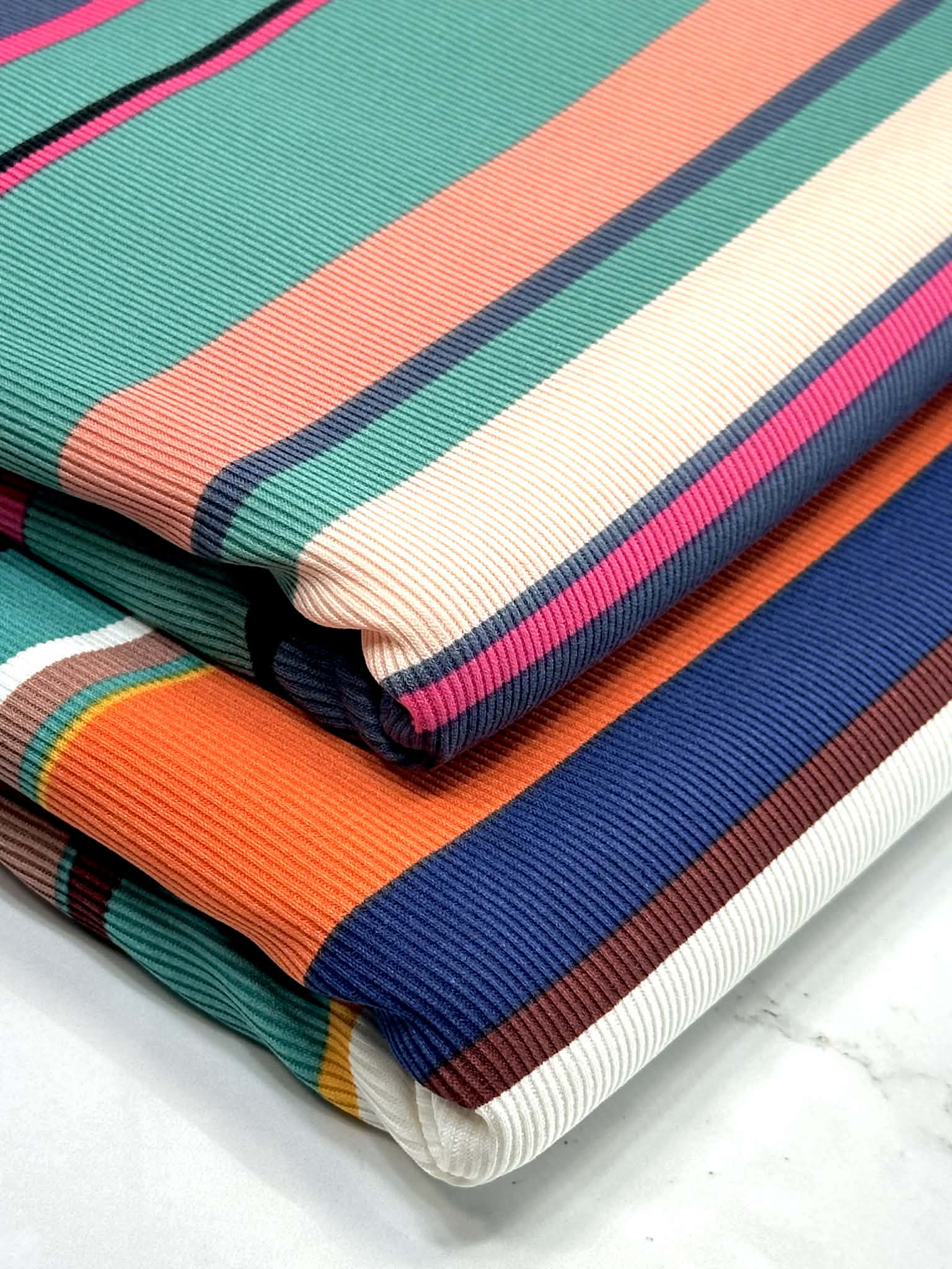 (BABY RIB) TURQUOISE, PEACH, NAVY, PINK, BLACK AND OLIVE STRIPES (2)