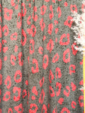 (FRENCH TERRY) POWDER RED LEOPARD ON CHARCOAL