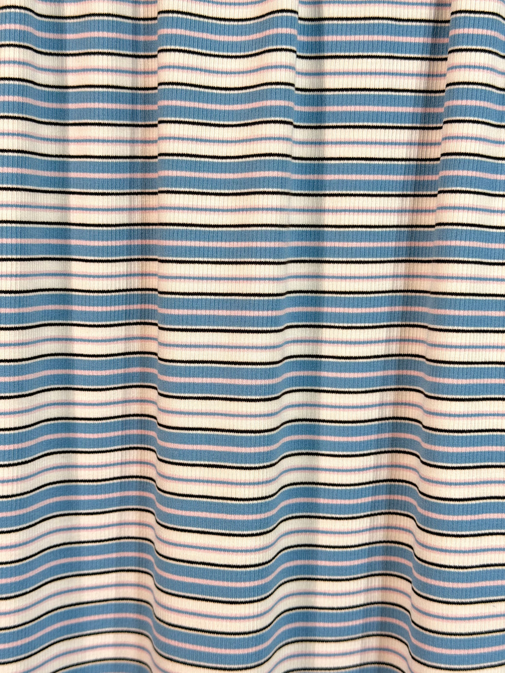 (2X1 RIB) BLUE,PINK, IVORY & BLACK STRIPES