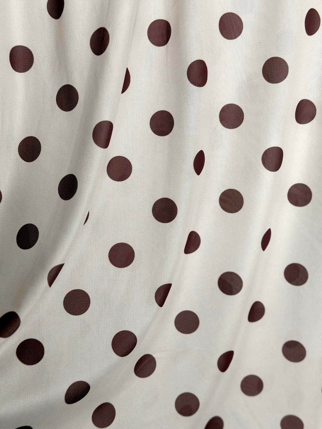 (MESH) BROWN POLKA DOTS ON IVORY