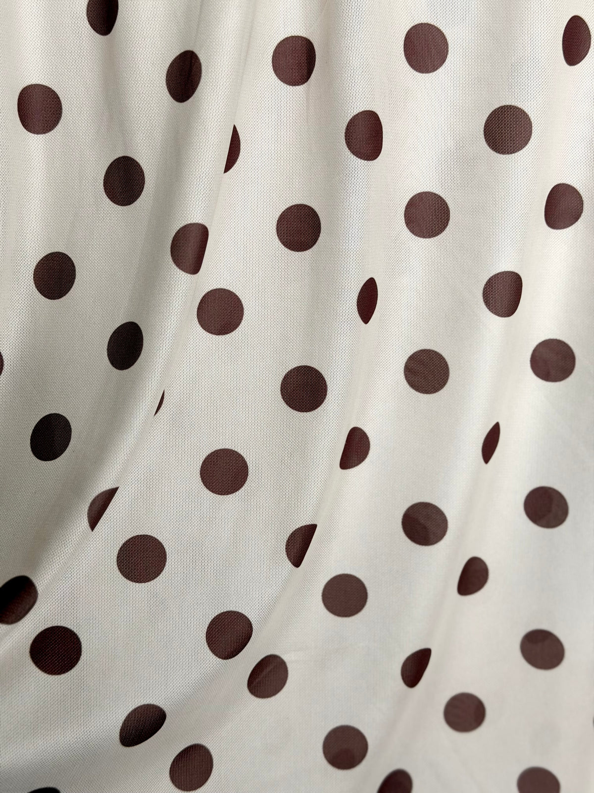 (MESH) BROWN POLKA DOTS ON IVORY