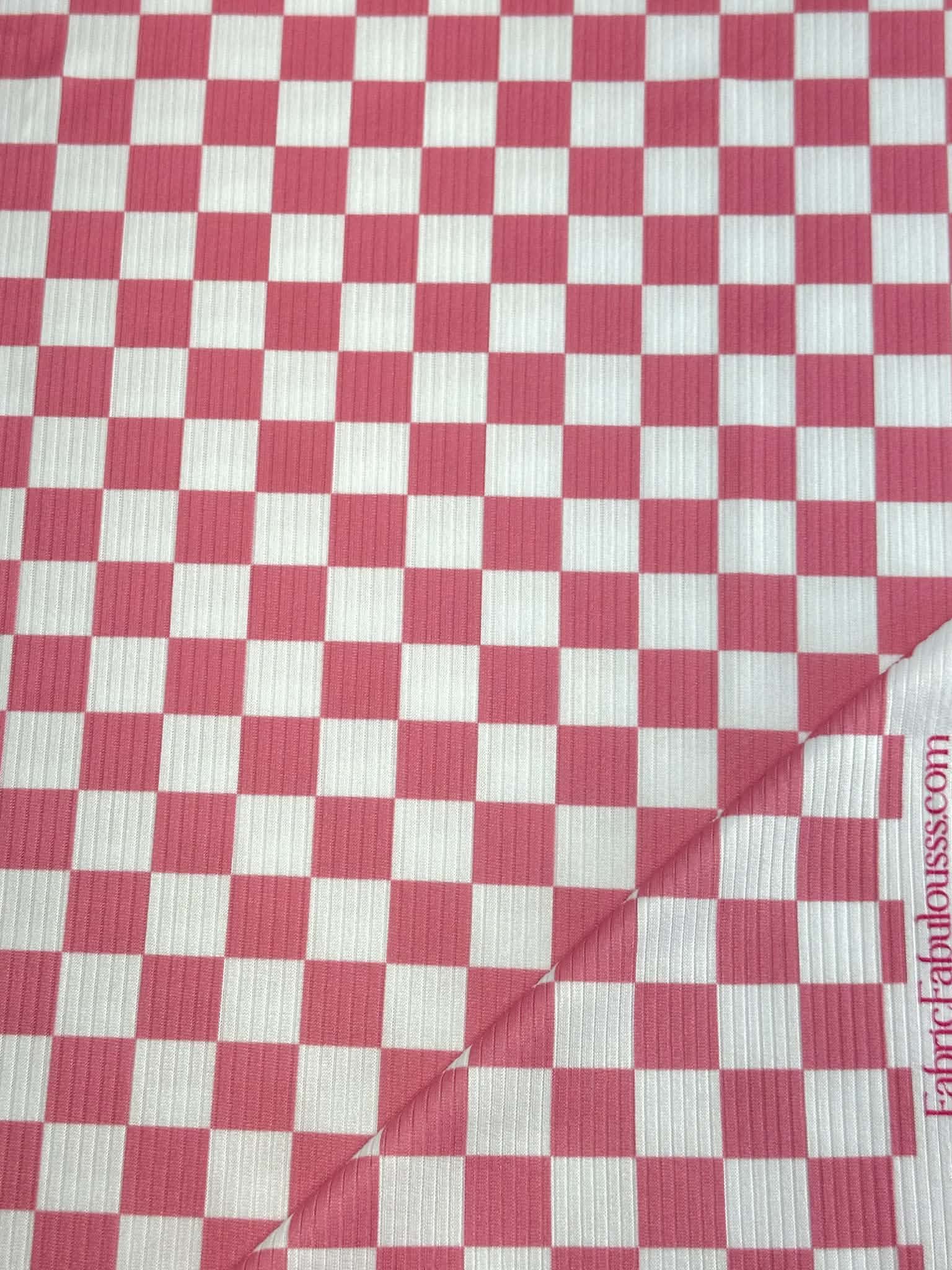(4X2 YUMMY RIB) NEW PINK AND OFF WHITE CHECKERED