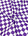 (FRENCH TERRY) PURPLE AND OFF WHITE CHECKERED