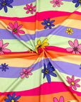 (DBP) PINK, YELLOW, PURPLE, AND HOT PINK FLOWERS ON COLORFUL WAVE