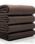 (2X2 BRUSHED RIB) BLACK CHEETAH ON DARK BROWN