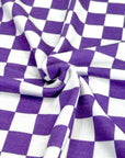 (FRENCH TERRY) PURPLE AND OFF WHITE CHECKERED