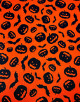 (YUMMY RIB) BLACK PUMPKINS AND BATS ON ORANGE