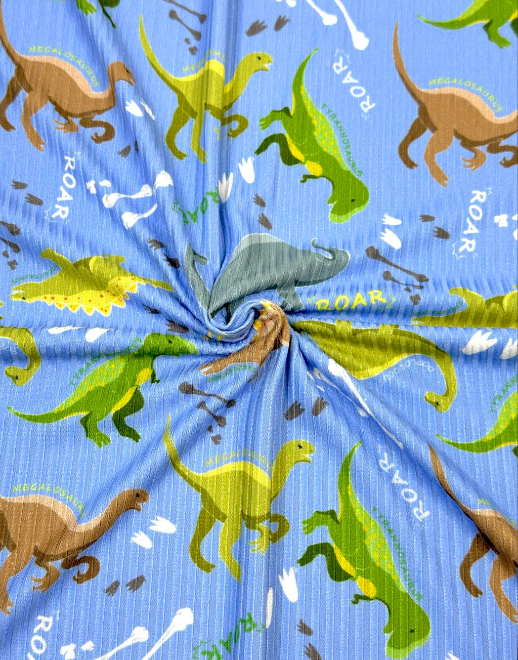 (YUMMY RIB) GREEN, BROWN, AND ALOE DINOSAURS ON BLUE (1)