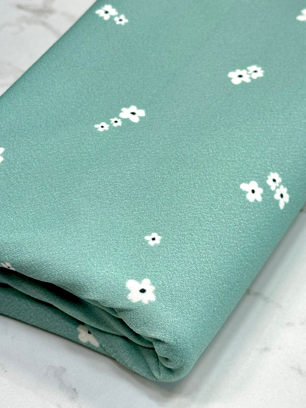 (CREPE KNIT) TINY WHITE FLOWERS ON SAGE