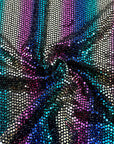 (SEQUIN KNIT) PINK, BLUE, AQUA, AND GOLD FAUX DOTS ON BLACK