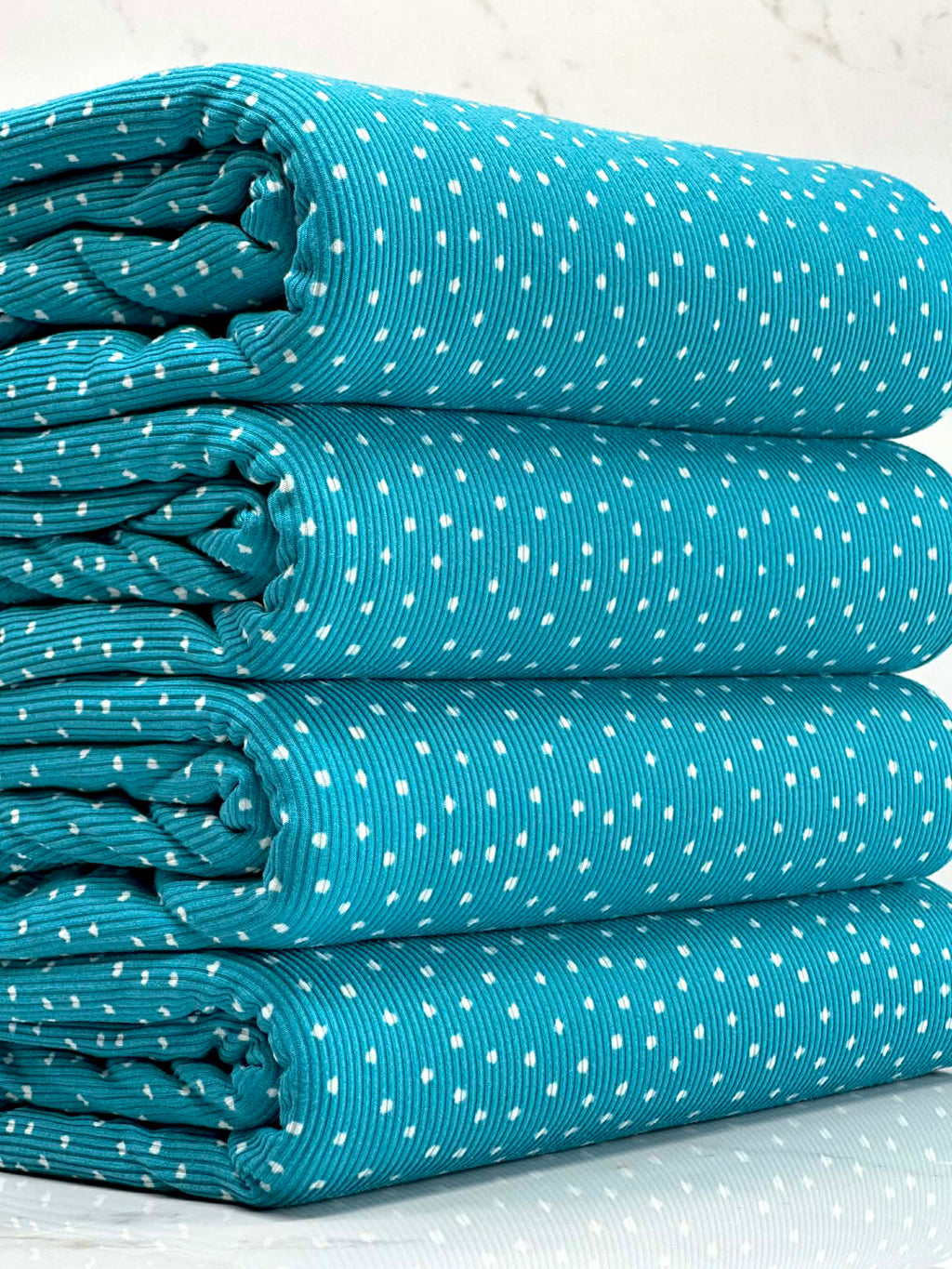 (2X1 YUMMY RIB) OFF WHITE POLKA DOTS ON TEAL