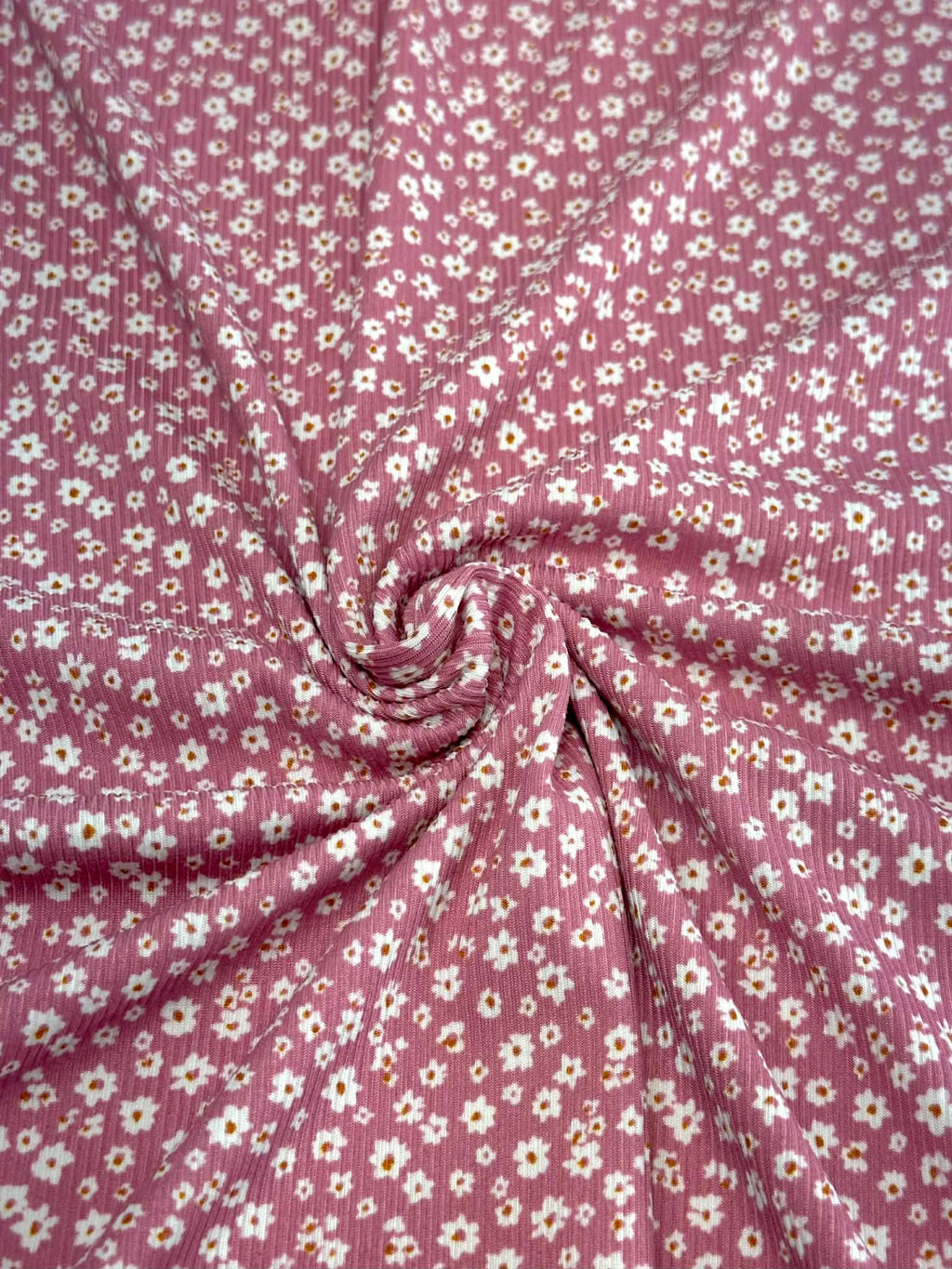 (2X1 YUMMY RIB) TINY WHITE FLOWERS ON POWDER PINK