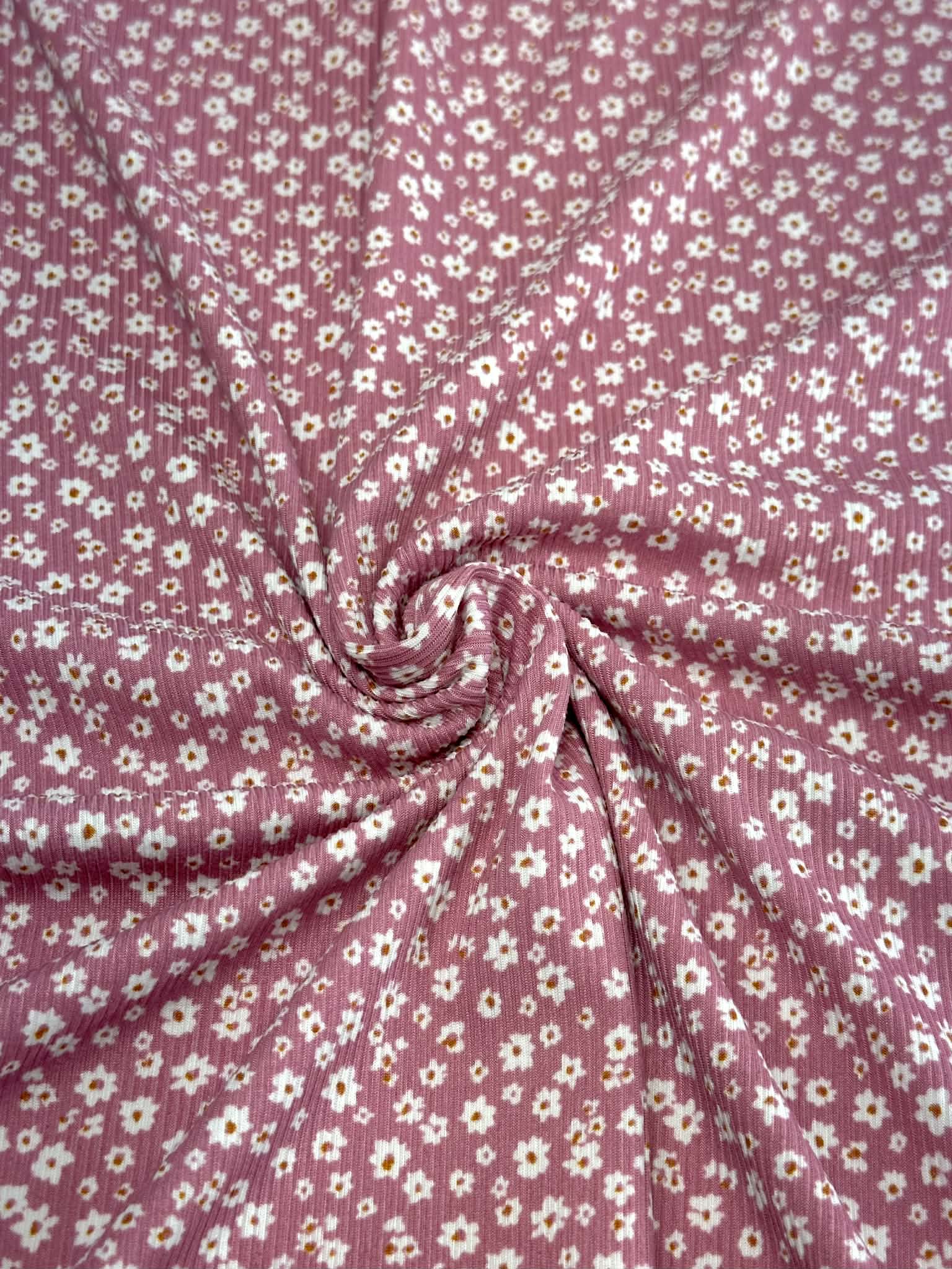 (2X1 YUMMY RIB) TINY WHITE FLOWERS ON POWDER PINK