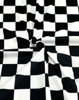 (4X2 RIB) MEDIUM BLACK AND OFF WHITE CHECKERED