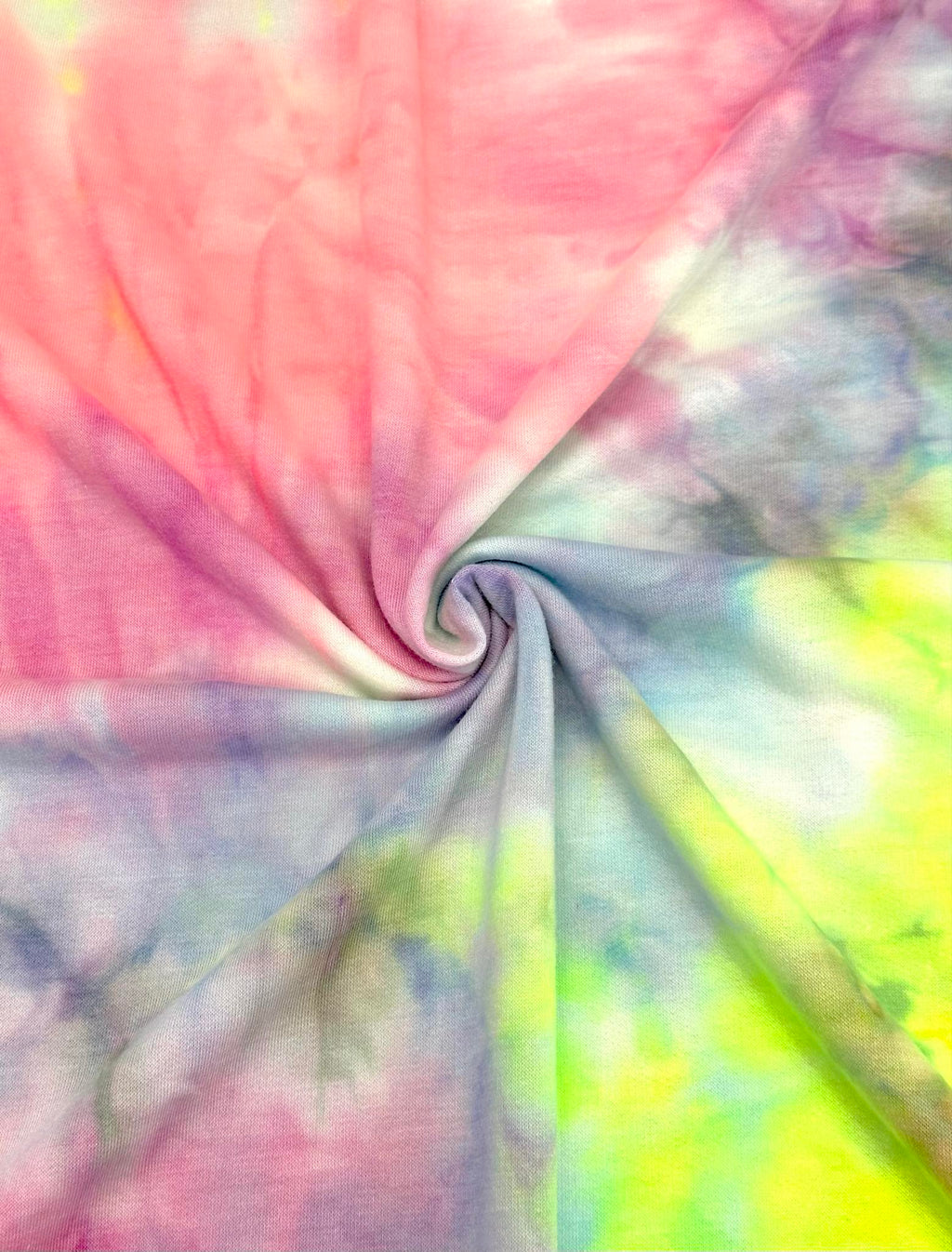 (FRENCH TERRY) LIME, PURPLE, PINK, AND SKY BLUE TIE DYE
