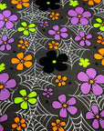 (SWEATER KNIT/ OAKLEY) COLORFUL FLOWERS AND SPIDERWEB ON CHARCOAL