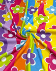 (4X2 YUMMY RIB) BRIGHT COLORFUL FLOWERS ON COLORFUL WAVE
